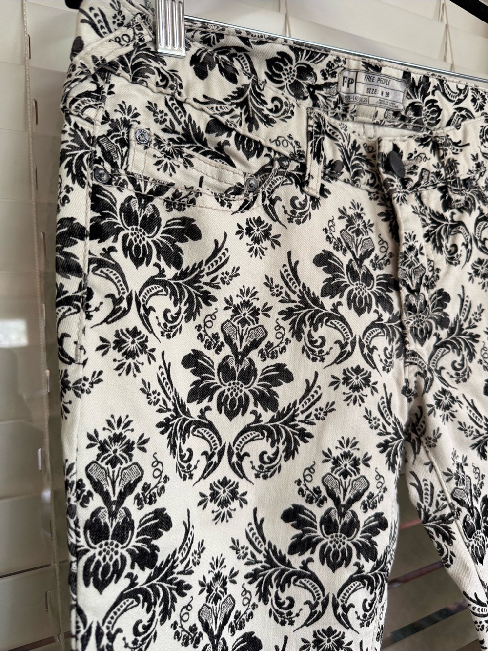 Free People Skinny Brocade Jeans 26